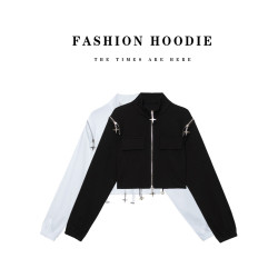 小衆設計感短外套女2025秋季新款時尚立領寬松顯瘦運動休閒上衣