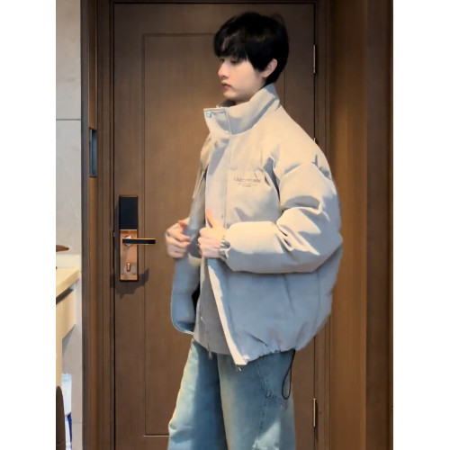 美式霧面PU皮加厚羽絨服男款冬季潮牌痞帥麵包棉服高級感寬松外套 美式霧面PU皮加厚羽絨服男款冬季潮牌痞帥麵包棉服高級感寬松外套