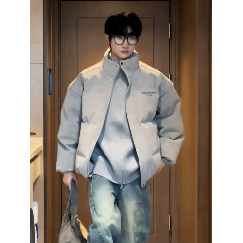 美式霧面PU皮加厚羽絨服男款冬季潮牌痞帥麵包棉服高級感寬松外套 美式霧面PU皮加厚羽絨服男款冬季潮牌痞帥麵包棉服高級感寬松外套