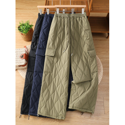 戶外抗寒保暖棉褲女冬季夾棉松緊腰休閒工裝濶腿褲沖鋒休閒長褲子 戶外抗寒保暖棉褲女冬季夾棉松緊腰休閒工裝濶腿褲沖鋒休閒長褲子