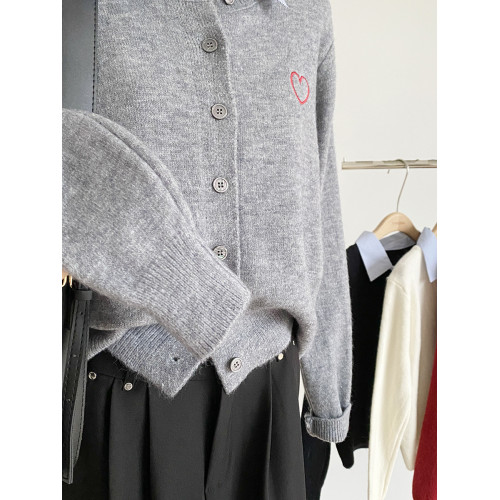 2025秋季新款韓版修身百搭慵懶感長袖毛衣時尚通勤polo領拼接衫女