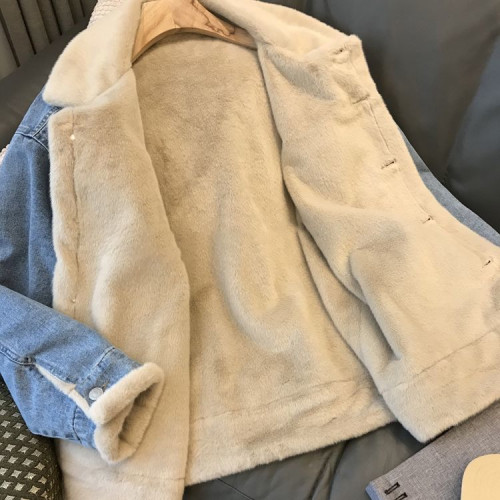 牛仔外套女加絨加厚冬季新款2025年韓版寬松百搭兩面穿羊羔絨棉服 牛仔外套女加絨加厚冬季新款2025年韓版寬松百搭兩面穿羊羔絨棉服