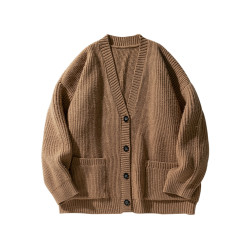 慵懶復古風！男女秋冬季情侶裝美式開衫毛衣休閒百搭針織衫上衣