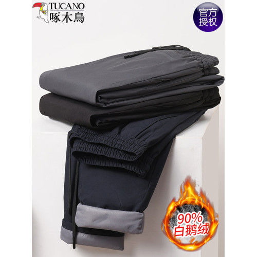 啄木鳥男士羽絨褲冬季防風防寒加絨保暖外穿寬松大碼直筒休閒褲子 啄木鳥男士羽絨褲冬季防風防寒加絨保暖外穿寬松大碼直筒休閒褲子