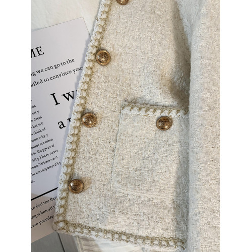 米白色氣質洋氣粗花呢小香風短外套女2025秋冬新款爆款圓領上衣潮 米白色氣質洋氣粗花呢小香風短外套女2025秋冬新款爆款圓領上衣潮