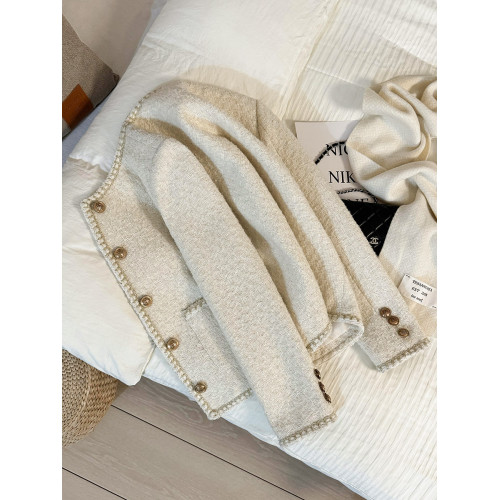 米白色氣質洋氣粗花呢小香風短外套女2025秋冬新款爆款圓領上衣潮 米白色氣質洋氣粗花呢小香風短外套女2025秋冬新款爆款圓領上衣潮