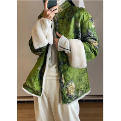 兩面穿風香雲紗真絲美利奴皮毛一體羊毛大衣皮草外套國潮女式