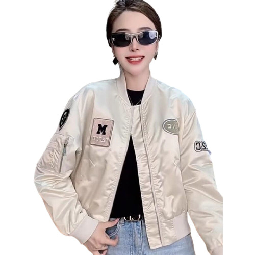 美式刺綉短款棒球服外套女春秋季2025新款小個子女士飛行夾克上衣 美式刺綉短款棒球服外套女春秋季2025新款小個子女士飛行夾克上衣