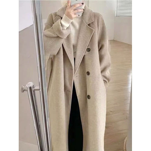 黑色羊毛呢外套女秋冬季2025新款高級感中長款小個子羊絨呢子大衣