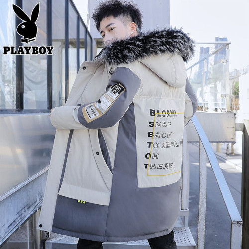 花花公子羽絨服男士中長款2025冬季新款潮牌加厚保暖棉衣冬裝外套 花花公子羽絨服男士中長款2025冬季新款潮牌加厚保暖棉衣冬裝外套