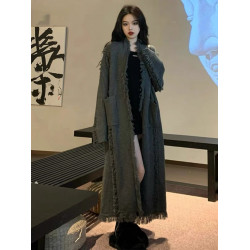 高級感流蘇長款毛衣外套女2025秋冬新款寬松網紅加厚爆款針織開衫