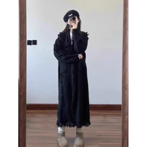 高級感流蘇長款毛衣外套女2025秋冬新款寬松網紅加厚爆款針織開衫