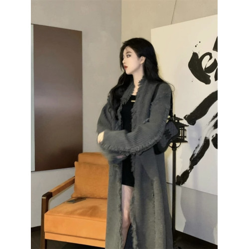 高級感流蘇長款毛衣外套女2025秋冬新款寬松網紅加厚爆款針織開衫