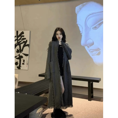 高級感流蘇長款毛衣外套女2025秋冬新款寬松網紅加厚爆款針織開衫