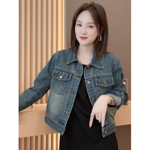 復古正肩牛仔外套女春秋季水洗新款韓版寬松百搭顯瘦短款上衣夾克 復古正肩牛仔外套女春秋季水洗新款韓版寬松百搭顯瘦短款上衣夾克