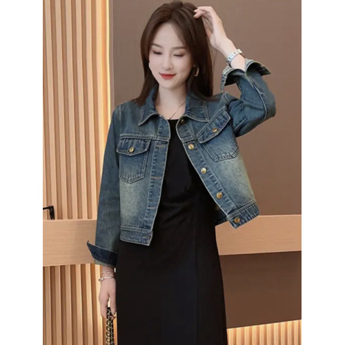 復古正肩牛仔外套女春秋季水洗新款韓版寬松百搭顯瘦短款上衣夾克 復古正肩牛仔外套女春秋季水洗新款韓版寬松百搭顯瘦短款上衣夾克