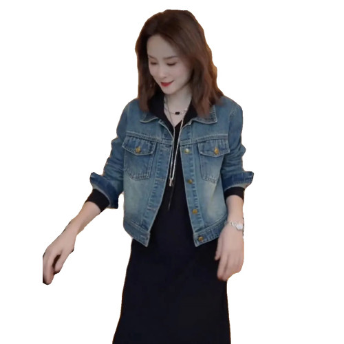 復古正肩牛仔外套女春秋季水洗新款韓版寬松百搭顯瘦短款上衣夾克 復古正肩牛仔外套女春秋季水洗新款韓版寬松百搭顯瘦短款上衣夾克