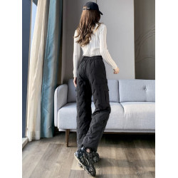 工裝羽絨棉褲女冬季外穿2025新款加厚零下40度防風防寒褲子直筒褲