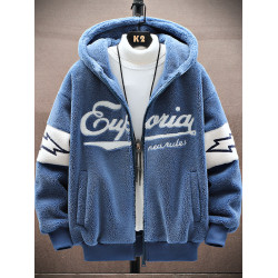 好物羊羔絨外套棉衣男冬季加絨青少年加厚學生保暖時尚連帽寬松潮