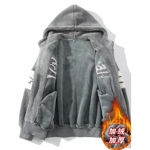 好物羊羔絨外套棉衣男冬季加絨青少年加厚學生保暖時尚連帽寬松潮