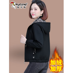 啄木鳥中年媽媽加絨冬裝外套夾克春秋2025年新款洋氣上衣短款風衣
