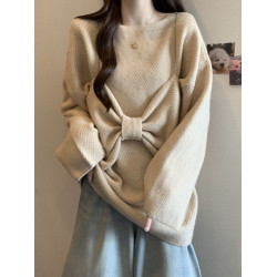 蝴蝶結紅色亮絲針織衫毛衣大碼女裝2025秋季胖mm中長款上衣兩件套