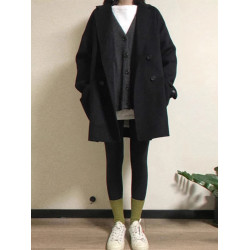 黑色毛呢外套女2025年新款秋冬季赫本風小個子短款呢子大衣加厚潮