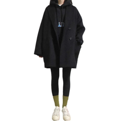 黑色毛呢外套女2025年新款秋冬季赫本風小個子短款呢子大衣加厚潮