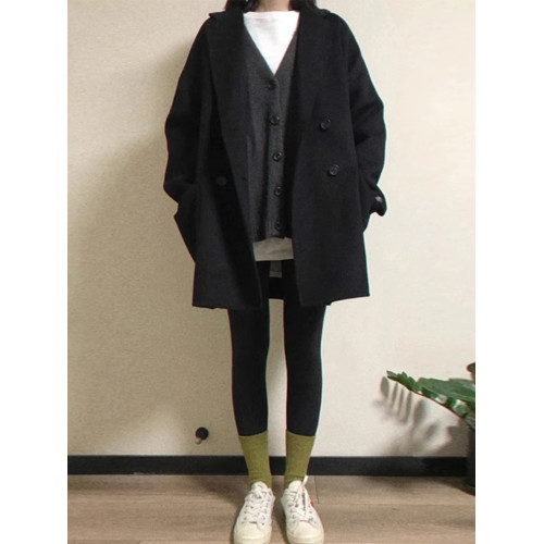 黑色毛呢外套女2025年新款秋冬季赫本風小個子短款呢子大衣加厚潮