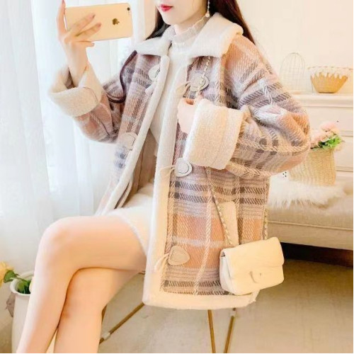 羊羔毛外套女2025秋冬大碼新款加絨羊羔一體絨加厚百搭保暖外套女 羊羔毛外套女2025秋冬大碼新款加絨羊羔一體絨加厚百搭保暖外套女