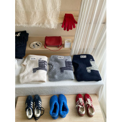 藝術生線條小馬提花手感超好灰色毛衣女秋冬復古套頭外穿針織上衣