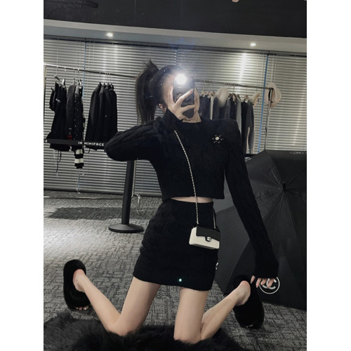 秋冬季小個子毛衣套裝女網紅氣質針織衫上衣包臀半身裙時尚兩件套 秋冬季小個子毛衣套裝女網紅氣質針織衫上衣包臀半身裙時尚兩件套