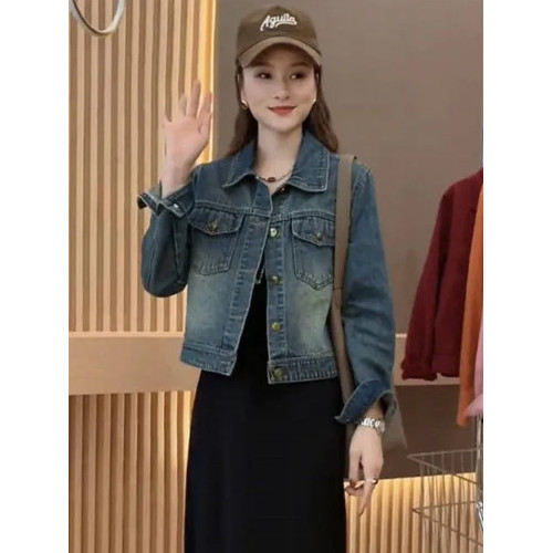 春秋新款復古牛仔外套女寬松小個子時尚氣質百搭短款大碼夾克上衣 春秋新款復古牛仔外套女寬松小個子時尚氣質百搭短款大碼夾克上衣