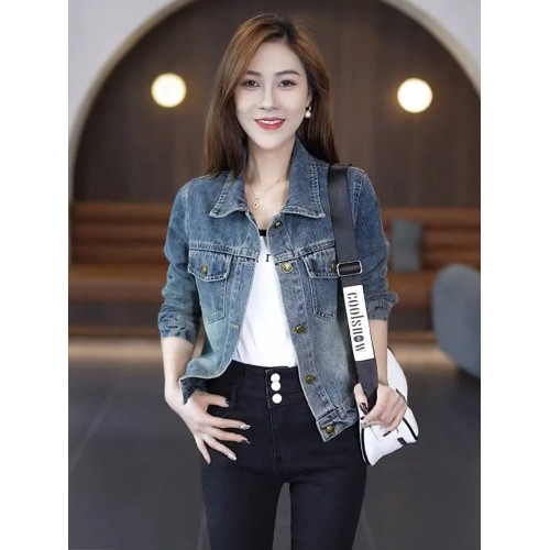 春秋新款復古牛仔外套女寬松小個子時尚氣質百搭短款大碼夾克上衣 春秋新款復古牛仔外套女寬松小個子時尚氣質百搭短款大碼夾克上衣