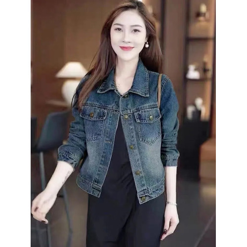 春秋新款復古牛仔外套女寬松小個子時尚氣質百搭短款大碼夾克上衣 春秋新款復古牛仔外套女寬松小個子時尚氣質百搭短款大碼夾克上衣