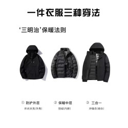 稻草人沖鋒衣羽絨服女款冬季三合一可拆卸羽絨內膽防風防水外套男