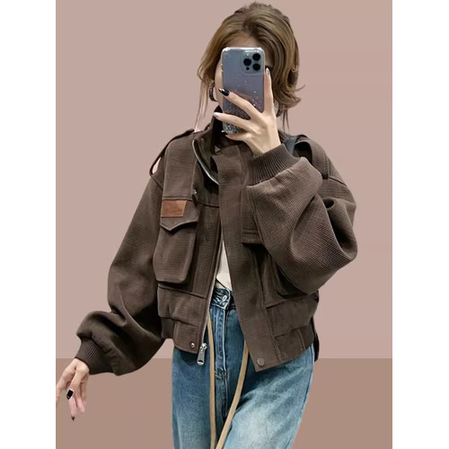 時尚高級感女士短外套2025春秋新款爆款洋氣質棒球服休閒工裝夾克 時尚高級感女士短外套2025春秋新款爆款洋氣質棒球服休閒工裝夾克