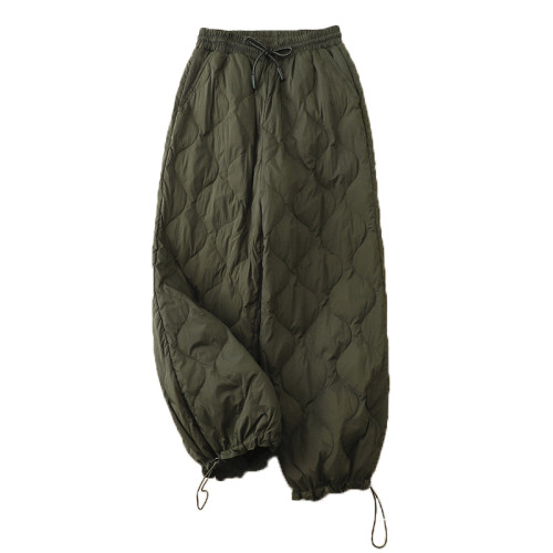 輕薄羽絨棉褲女冬季時尚洋氣防寒保暖抽繩燈籠褲休閒菱格長褲子潮 輕薄羽絨棉褲女冬季時尚洋氣防寒保暖抽繩燈籠褲休閒菱格長褲子潮