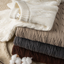 秋冬氛圍感！波浪紋麻花圓領毛衣男女秋冬季日系復古慵懶風針織衫