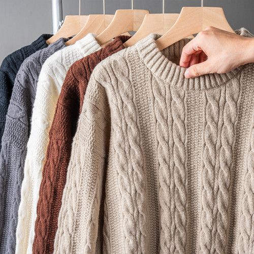 秋冬氛圍感!波浪紋麻花圓領毛衣男女秋冬季日系復古慵懶風針織衫 秋冬氛圍感!波浪紋麻花圓領毛衣男女秋冬季日系復古慵懶風針織衫