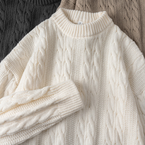 秋冬氛圍感!波浪紋麻花圓領毛衣男女秋冬季日系復古慵懶風針織衫 秋冬氛圍感!波浪紋麻花圓領毛衣男女秋冬季日系復古慵懶風針織衫