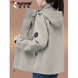 啄木鳥女士沖鋒衣外套女春秋款2025新款爆款寬松大碼防風夾克上衣