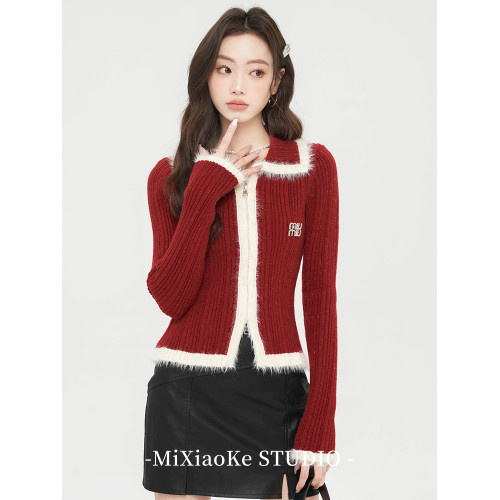 羋小可新年過年紅毛衣針織衫女秋冬2025內搭短款聖誕穿搭紅色上衣