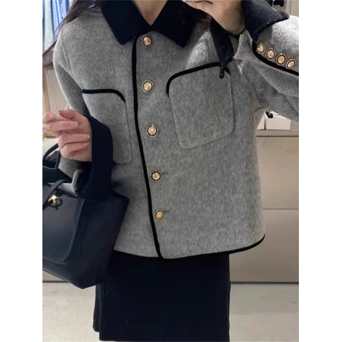 2025秋冬款小香風雙面仿羊絨大衣女短款小金釦法式小個子毛呢外套 2025秋冬款小香風雙面仿羊絨大衣女短款小金釦法式小個子毛呢外套