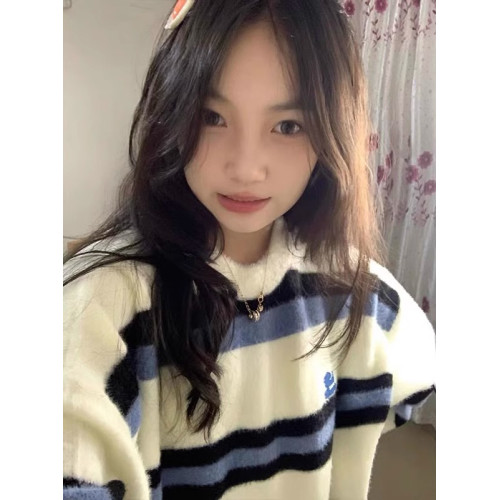 超好看撞色條紋毛衣女秋冬2025新款慵懶風針織上衣外套設計感小衆 超好看撞色條紋毛衣女秋冬2025新款慵懶風針織上衣外套設計感小衆