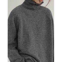 拉夏貝爾黑色高領毛衣針織衫女秋冬2025新款慵懶風內搭打底衫上衣