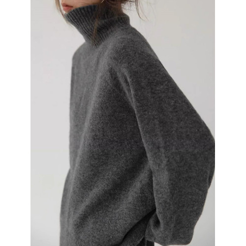 拉夏貝爾黑色高領毛衣針織衫女秋冬2025新款慵懶風內搭打底衫上衣