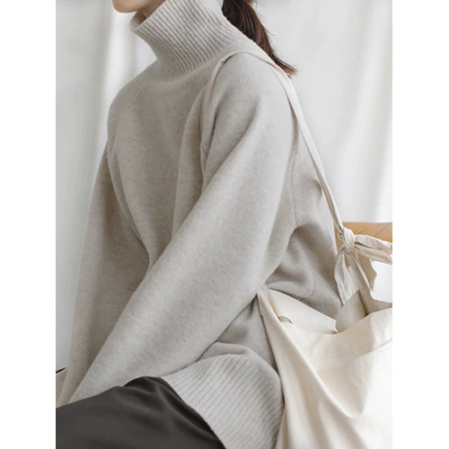 拉夏貝爾黑色高領毛衣針織衫女秋冬2025新款慵懶風內搭打底衫上衣