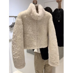 韓版時尚休閒加厚立領羊羔毛外套女秋冬小衆洋氣外穿寬松夾克上衣