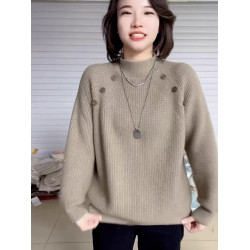 歐貨加厚毛衣女士2025年秋冬季新款加絨內搭保暖打底衫圓領針織衫